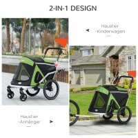 2-in-1 Hundebuggy Hundejogger Fahrradanhänger bis 20kg 2 Reflektoren 1 Sicherheitsleine 150 x 68 x 95 cm Grün