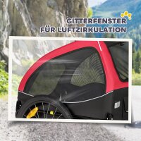 Hundeanhänger Faltbar mit Reflektoren Mesh-Fenster Rädern Tür Sicherheitsflagge für Hunde bis 20 kg 138x70x89 cm Rot