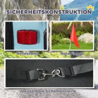 Faltbarer Fahrradanhänger mit Sicherheitsreflektoren, Leine, für Mittelgroße Hunde bis 20 kg 143 x 70 x 90 cm Hellblau
