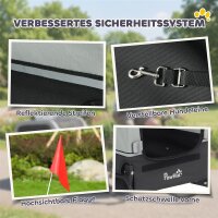 Faltbar Fahrradanhänger für Mittelgroße Hunde bis 20kg mit herunterklappbare Rampe Reflektoren Leine Flagge Grau