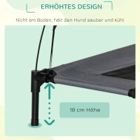 Erhöhtes Hundebett mit Baldachin, Haustierbett, Hundeliege outdoor mit Dach, Atmungsaktiv, Taftstoff für Camping Grau 92 x 76 x 90 cm
