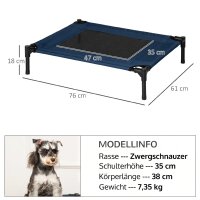 Hundebett Outdoor erhöht Katzenbett Stahlrahmen 600D Oxford-Gewebe Blau 76 x 61 x 18 cm