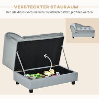 Haustiersofa mit Stauraum, weichem Kissen, bis 15 kg Tragkraft, Plüschbezug, Hartholzrahmen, Hellgrau