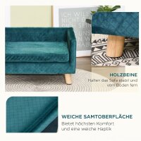Hundesofa Hundebett Hundecouch aus Samt mit Rückenlehne, Holzbeine, Kissen, bis zu 8 kg 64 x 45 x 36 cm Blau