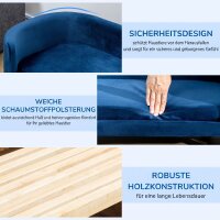 Hundesofa Hundebett aus holländischem Samt Hundecouch mit Rückenlehne, Holzbeine, Kissen Blau
