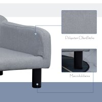 Hundesofa aus Samt mit Rückenlehne Hundebett Holzbeine für mittle Hunde 82 x 54 x 36 cm Hellgrau