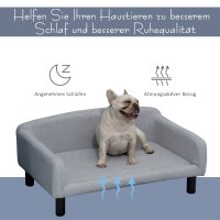 Hundesofa aus Samt mit Rückenlehne Hundebett Holzbeine für mittle Hunde 82 x 54 x 36 cm Hellgrau