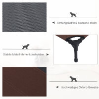 Hundeliege Outdoor, Kühlendes Haustierliege für Groß Hunde, Erhöhtes Hundebett Schlafplatz mit robuster Metallrahmen, Atmungsaktivem Mesh für Garten Outdoor, 92 x 76 x 18 cm, Kaffee-Braun