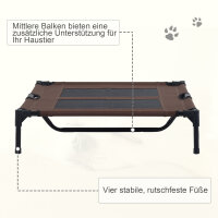 Hundeliege Outdoor, Kühlendes Haustierliege für Groß Hunde, Erhöhtes Hundebett Schlafplatz mit robuster Metallrahmen, Atmungsaktivem Mesh für Garten Outdoor, 92 x 76 x 18 cm, Kaffee-Braun