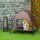 Erhöhtes Hundebett mit Baldachin, Haustierbett, Hundeliege outdoor mit Dach, Atmungsaktiv, Taftstoff für Camping Kaffee 92 x 76 x 90 cm