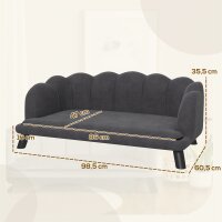 Hundesofa Hundecouch, Waschbarer Bezug, Haustiersofa mit Rückenlehne und Holzbeine, Katzensofa, für mittelgroße Hunde unter 25 kg, Dunkelgrau