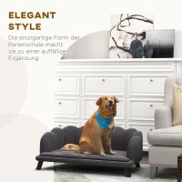 Hundesofa Hundecouch, Waschbarer Bezug, Haustiersofa mit Rückenlehne und Holzbeine, Katzensofa, für mittelgroße Hunde unter 25 kg, Dunkelgrau