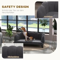 Hundesofa Hundecouch, Waschbarer Bezug, Haustiersofa mit Rückenlehne und Holzbeine, Katzensofa, für mittelgroße Hunde unter 25 kg, Dunkelgrau