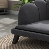 Hundesofa Hundecouch, Waschbarer Bezug, Haustiersofa mit Rückenlehne und Holzbeine, Katzensofa, für mittelgroße Hunde unter 25 kg, Dunkelgrau