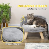 Tierbett für Hunde und Katzen, weiches & waschbares Kissen, Schutzrand, 40,5 x 40,5 x 33 cm