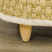 Haustierbett für Katzen und Hunde, Seegras, waschbares Kissen, 48 cm x 48 cm x 24,5 cm, Beige + Khaki - Natur