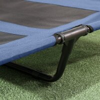 Hundebett mit Baldachin, Outdoor-Hundebett, klappbar, erhöhter Stand, Blau + Schwarz