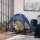 Hundebett mit Baldachin, Outdoor-Hundebett, klappbar, erhöhter Stand, Blau + Schwarz
