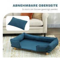 Hundesofa, Haustiersofa, Haustierbett, abnehmbares u, waschbares Polster, Natur+ Dunkelblau