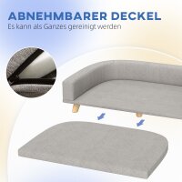 Hundesofa für große Hunde bis 30 kg, gepolsterte, Kiefernholzbeine, 98 x 67 x 25 cm, Grau