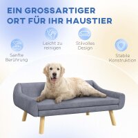 Haustiersofa Hundesofa, Skandidesign, abnehmbares Polster, Samtoptik, 102 cm x 58,5 cm x 42,5 cm, Grau + Natur