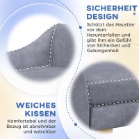 Haustiersofa Hundesofa, Skandidesign, abnehmbares Polster, Samtoptik, 102 cm x 58,5 cm x 42,5 cm, Grau + Natur