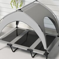Hundebett Outdoor-Hundebett, wetterbeständig, erhöhtes Gestell, 106 x 76 x 94 cm, Hellgrau