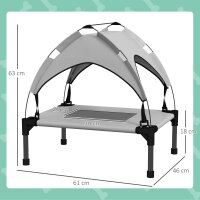 Hundebett mit Dach, Outdoor, tragbar, wasserabweisend, bis 30 kg, 61 x 46 x 63 cm, Hellgrau