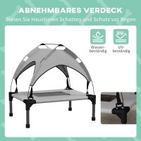 Hundebett mit Dach, Outdoor, tragbar, wasserabweisend, bis 30 kg, 61 x 46 x 63 cm, Hellgrau
