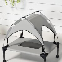 Hundebett mit Dach, Outdoor, tragbar, wasserabweisend, bis 30 kg, 61 x 46 x 63 cm, Hellgrau