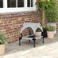 Hundebett mit Dach, Outdoor, tragbar, wasserabweisend, bis 30 kg, 61 x 46 x 63 cm, Hellgrau
