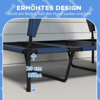 Hundebett Outdoor-Hundebett, wetterbeständig, erhöhtes Gestell, 106 x 76 x 94 cm, Dunkelblau