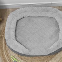 Hundebett für Hunde bis 25 kg, abnehmbarer Bezug, rutschfeste Füße, 90 x 78 x 25 cm, Grau