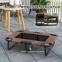 Erhöhtes Hundebett klappbar Haustierbett, Outdoor Hundeliege mit Netzdesign Kaffee Oxford 75 x 51 x 18 cm