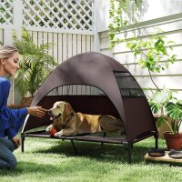 Hundeliege Outdoor mit Dach, Erhöhtes Hundebett...