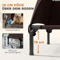 Hundeliege Outdoor mit Dach, Erhöhtes Hundebett für Große Hunde, 106 x 76 x 99 cm, Kaffee