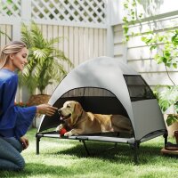 Hundeliege Outdoor mit Dach, Erhöhtes Hundebett...
