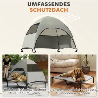 Hundeliege Outdoor mit Dach, Erhöhtes Hundebett für Große Hunde, 91 x 76 x 90 cm, Hellgrau