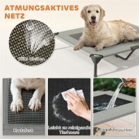 Hundeliege Outdoor mit Dach, Erhöhtes Hundebett für Große Hunde, 91 x 76 x 90 cm, Hellgrau