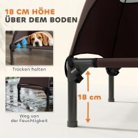 Hundeliege Outdoor mit Dach, Erhöhtes Hundebett für Große Hunde, 91 x 76 x 90 cm, Kaffee