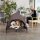 Hundeliege Outdoor mit Dach, Erhöhtes Hundebett für Große Hunde, 91 x 76 x 90 cm, Kaffee