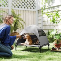 Hundeliege Outdoor mit Dach, Erhöhtes Hundebett...