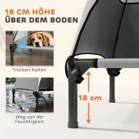 Hundeliege Outdoor mit Dach, Erhöhtes Hundebett für Mittelgroße Hunde, 76 x 61 x 71cm, Hellgrau