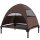 Hundeliege Outdoor mit Dach, Erhöhtes Hundebett für Mittelgroße Hunde, 76 x 61 x 71cm, Kaffee