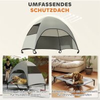 Hundeliege Outdoor mit Dach, Erhöhtes Hundebett für Große Hunde, 106 x 76 x 99 cm, Hellgrau