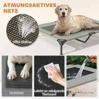 Hundeliege Outdoor mit Dach, Erhöhtes Hundebett für Große Hunde, 106 x 76 x 99 cm, Hellgrau
