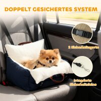 Hundeautositz, 2 Gurte, waschbare Bezüge, für Haustiere unter 5 kg, Blau