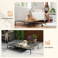 Hundeliege Outdoor, Erhöhtes Hundebett für große Hunde, mit Waschbares Mesh Stahlrahmen, 152 x 94 x 23 cm, Grau