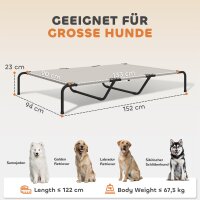 Hundeliege Outdoor, Erhöhtes Hundebett für große Hunde, mit Stahlrahmen, atmungsaktiv Netzgewebe, 152x94x23 cm, Beige