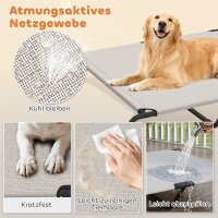 Hundeliege Outdoor, Erhöhtes Hundebett für große Hunde, mit Stahlrahmen, atmungsaktiv Netzgewebe, 152x94x23 cm, Beige